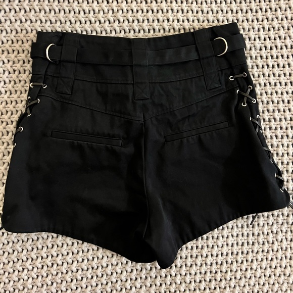 IRO Black Poetic High Rise Lace up Shorts - Picture 4 of 9
